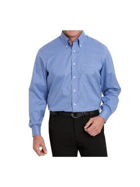 NWT Kirkland Signature Men's 17 Blue Pattern Button-Down Dress Shirt